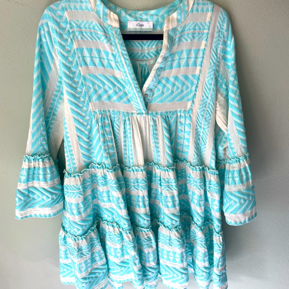 Anthropologie Aztec style long sleeve dress Small women brand Devotion Twins